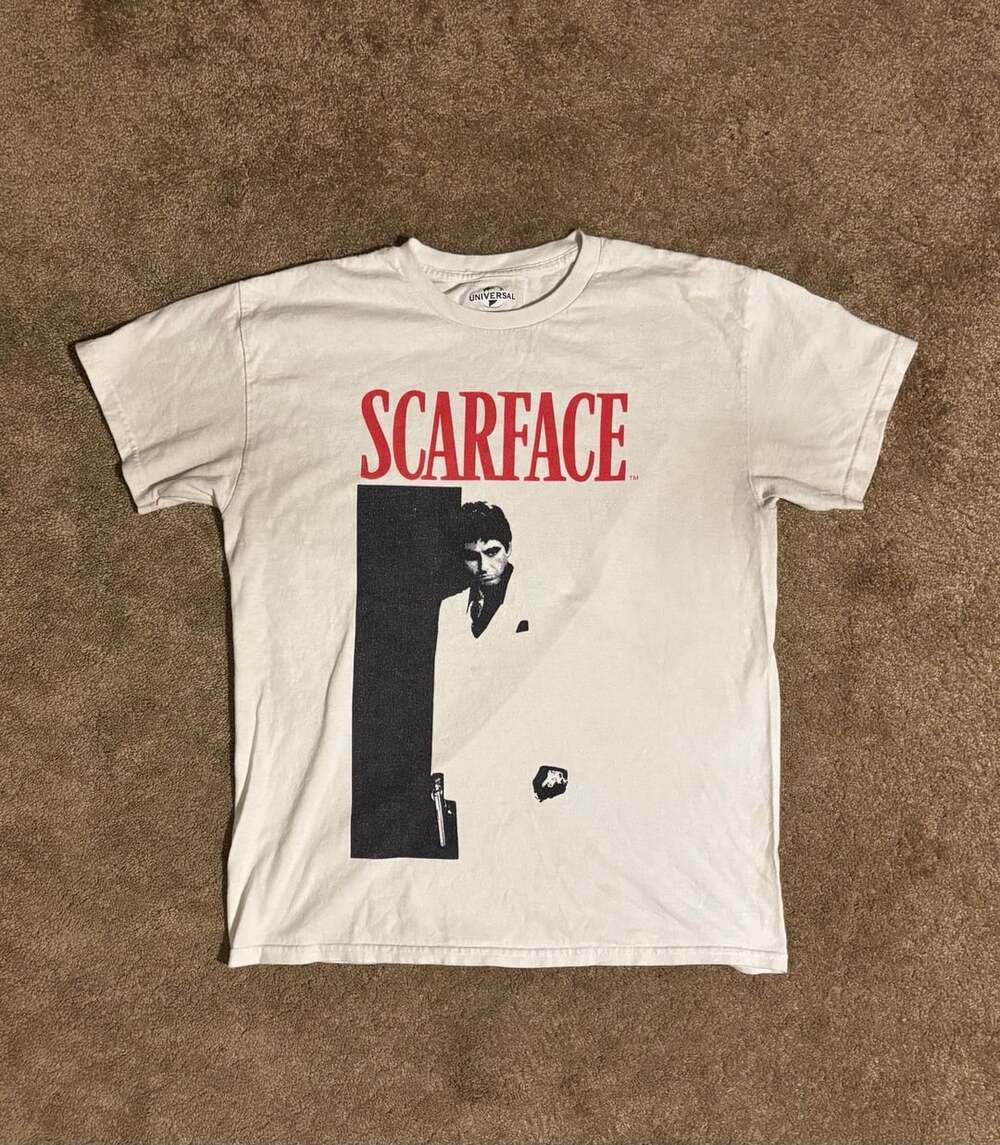 Scarface Tony Montana Graphic Tee Shirt White Al Pacino Universal Studios Large